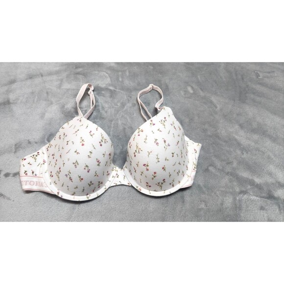 Victoria's Secret 34C VS White Ditsy Lightly Lined Cotton Demi Bra NWT - Picture 1 of 5